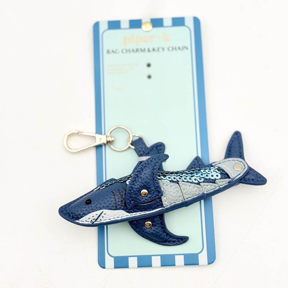 Piper & K Navy Shark Bag Charm Key Chain